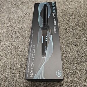Bio Ionic Long Barrel Styler 1" Pro Curling Iron NanoIonic Ceramic Black New